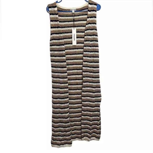 Vigoss Kampala Sleeveless Crochet Duster Cardigan Sweater Striped Large NWT - Picture 3 of 8